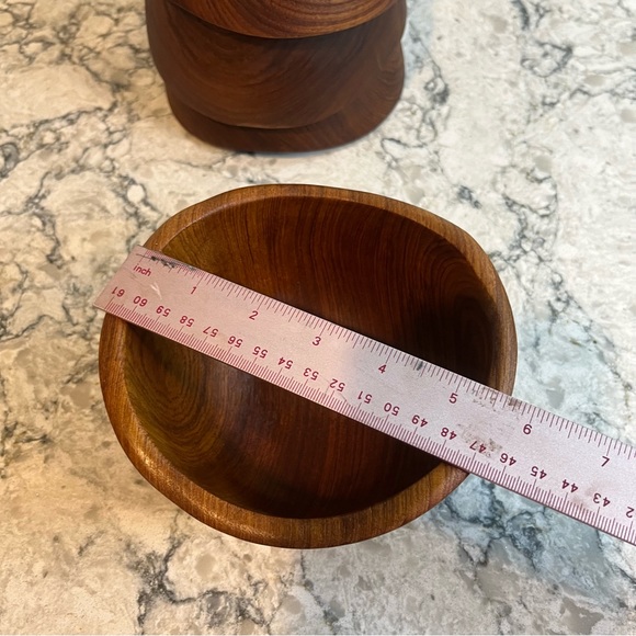 Vintage Mid 20th Century Teak Wood Salad Bowl Set of 4, Organic,Sustainable - Picture 6 of 9